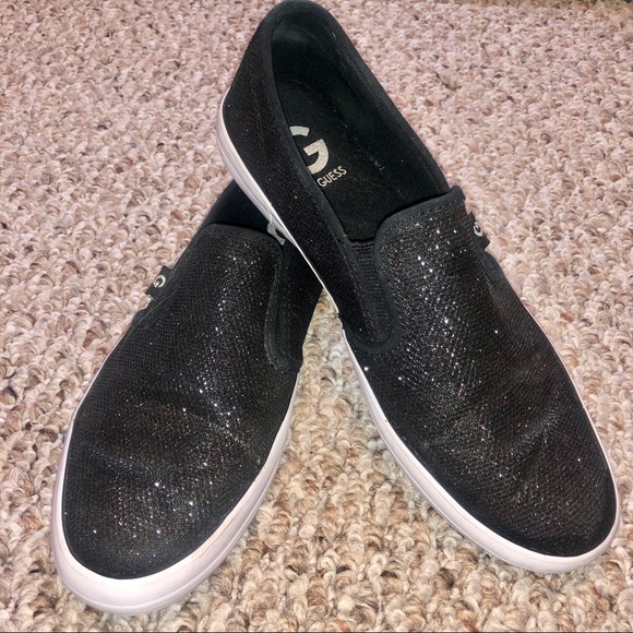 guess black glitter sneakers